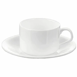 Чашка с блюдцем Wilmax 5052609930061, 160 мл, фарфор, белый