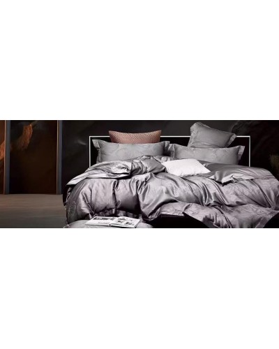 Yataq dəsti Maison Dor homestore_vm638, yorğan üzü 200x220 sm, mələfə 240x260 sm, yastıq üzü (2 əd) 50x70 sm, ikinəfərlik, satin, boz