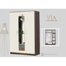 Шкаф Via, кремовый, ламинат, 120x180x47 см, местного производства