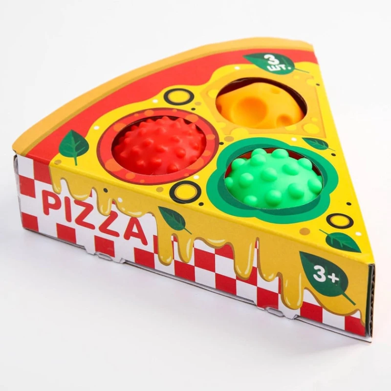 Развивающие тактильные мячики Крошка Я Пицца, 3+ лет