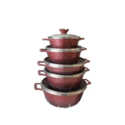Набор кастрюль Unique гранит/стекло, красный, 5 шт, 20/24/28/28/32 см