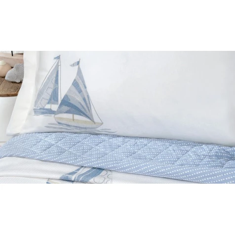 Örtük və yastıq üzü dəsti Yataş Morian, pike 160x220 sm, örtük 170x230 sm, mələfə 100x200 sm, yastıq üzü 50x70 sm 2 əd, birnəfərlik, pambıq/bambuk, İndigo