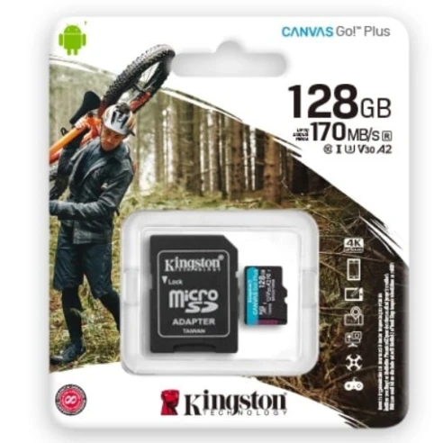 Kingston Canvas Go Plus 128 ГБ Класс 10 UHS-I U3 V30 A2 SDCG3/128 ГБ-N Go Plus 128 ГБ Kingston Canvas Go Plus 128 ГБ Класс 10 UHS-I U3 V30 A2 SDCG3/128 ГБ-N Go Plus 128 ГБ