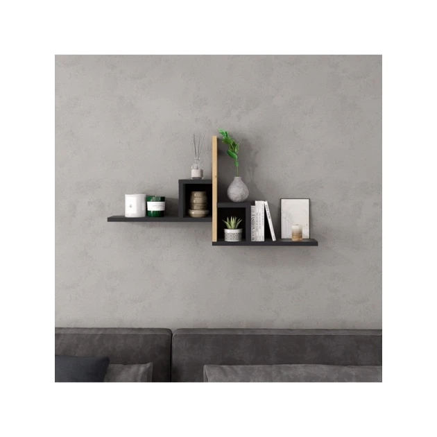 Настенная полка Art Mebel 91, ламинат, 46х90х20 см, коричневая/серая Настенная полка Art Mebel 91, ламинат, 46х90х20 см, коричневая/серая