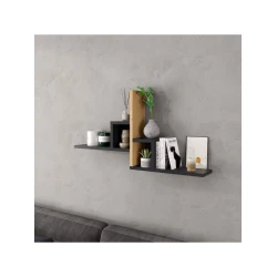 Настенная полка Art Mebel 91, ламинат, 46х90х20 см, коричневая/серая Настенная полка Art Mebel 91, ламинат, 46х90х20 см, коричневая/серая