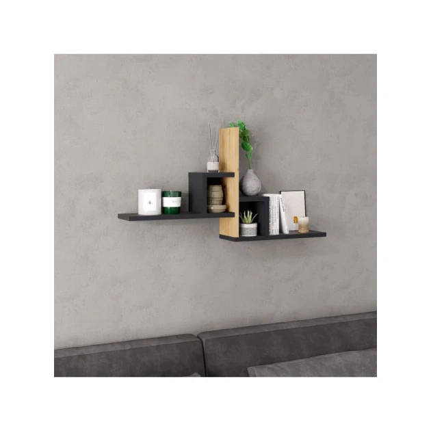 Настенная полка Art Mebel 91, ламинат, 46х90х20 см, коричневая/серая Настенная полка Art Mebel 91, ламинат, 46х90х20 см, коричневая/серая