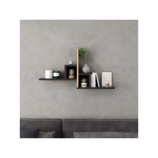 Настенная полка Art Mebel 91, ламинат, 46х90х20 см, коричневая/серая Настенная полка Art Mebel 91, ламинат, 46х90х20 см, коричневая/серая