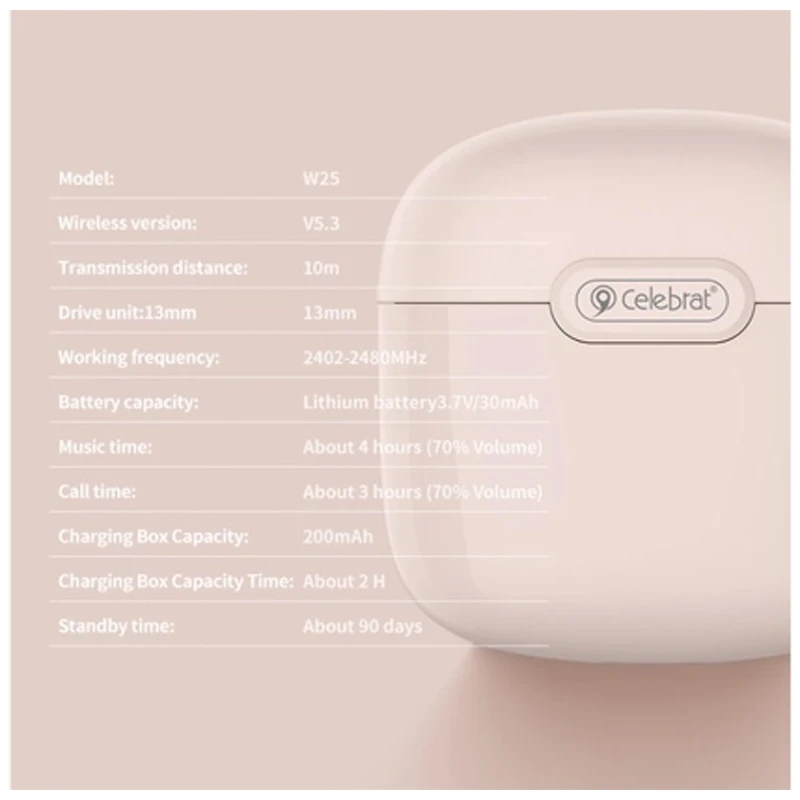 Simsiz qulaqlıq Celebrat TWS-W25 ağ Simsiz qulaqlıq Celebrat TWS-W25 ağ