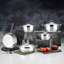 Qazan dəsti Özlife Polo VM288, 9 parça, qulplu, gümüşü