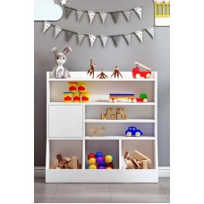 Uşaq şkafı oyuncaqlar üçün Ev Plus Memory, LDSP, ağ, 100x100x37 sm