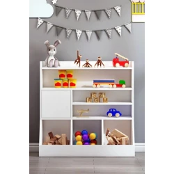 Детский шкаф для игрушек Ev Plus Memory, ЛДСП, белый, 100х100х37 см