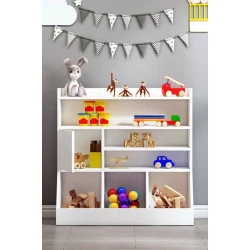 Детский шкаф для игрушек Ev Plus Memory, ЛДСП, белый, 100х100х37 см