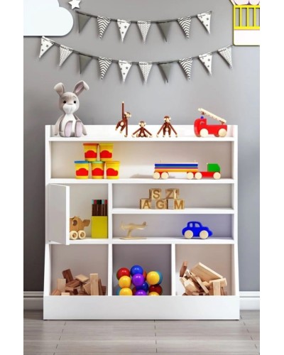 Uşaq şkafı oyuncaqlar üçün Ev Plus Memory, LDSP, ağ, 100x100x37 sm