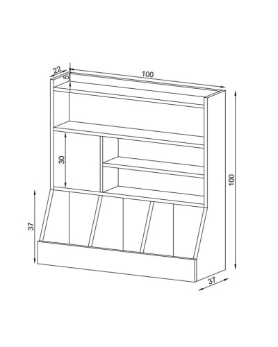 Uşaq şkafı oyuncaqlar üçün Ev Plus Memory, LDSP, ağ, 100x100x37 sm