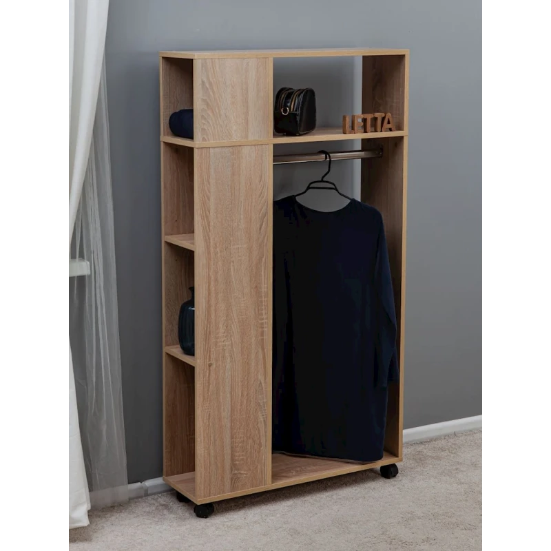 Вешалка с полками Letta Somona, 146x25х79 см, ЛДСП, бежевый Вешалка с полками Letta Somona, 146x25х79 см, ЛДСП, бежевый