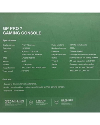 Portativ oyun konsolu Green Lion GP Pro 7 White