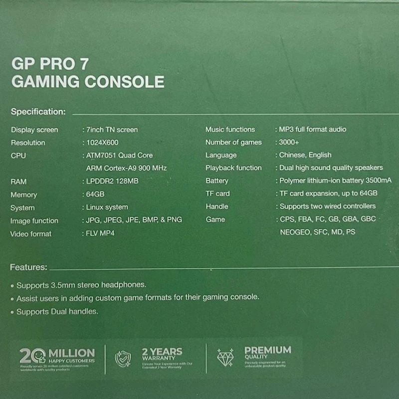 Портативная игровая приставка Green Lion GP Pro 7 White