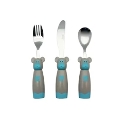Набор столовых приборов Gipfel Monkey 8440, 3 шт, пластик/нержавеющая сталь, голубой/серый