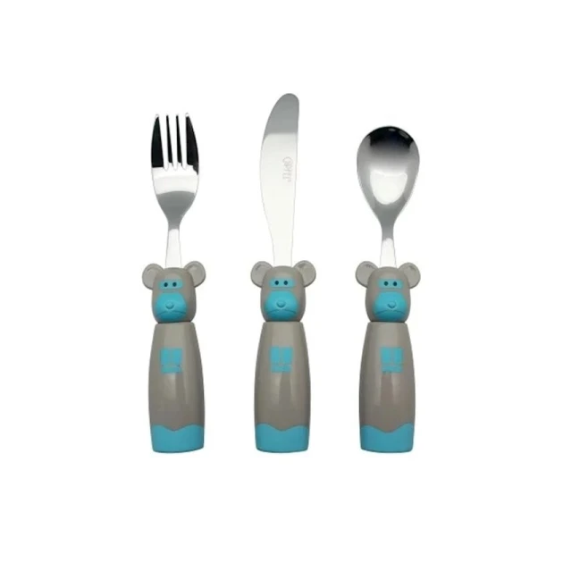 Набор столовых приборов Gipfel Monkey 8440, 3 шт, пластик/нержавеющая сталь, голубой/серый