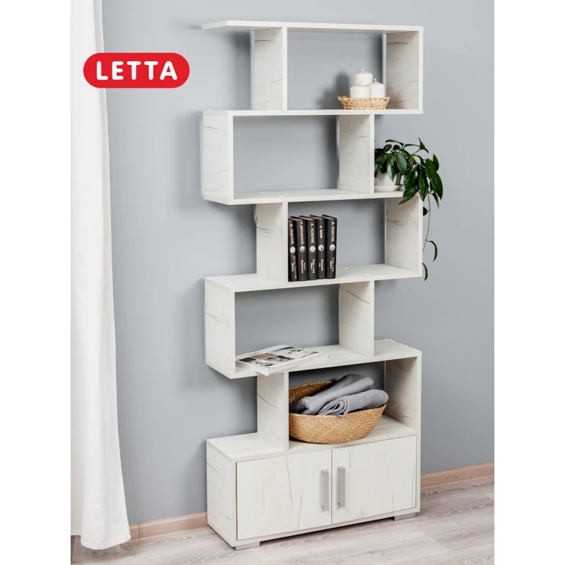 Стеллаж Letta Stvorki Dub White, 176х25х73 см, ЛДСП, белый