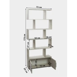 Стеллаж Letta Stvorki Dub White, 176х25х73 см, ЛДСП, белый
