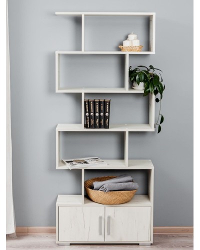Stellaj Letta Stvorki Dub White, 176х25х73 sm, LDSP, ağ