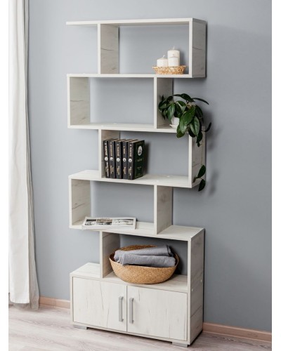 Stellaj Letta Stvorki Dub White, 176х25х73 sm, LDSP, ağ