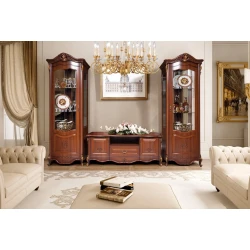 Буфет Allegro 1+1+TV, коричневый, сделано в Беларуси, в комплекте: ТВ тумба 632x1626x470 мм и 2 однодверных шкафа 2270x830x563 мм