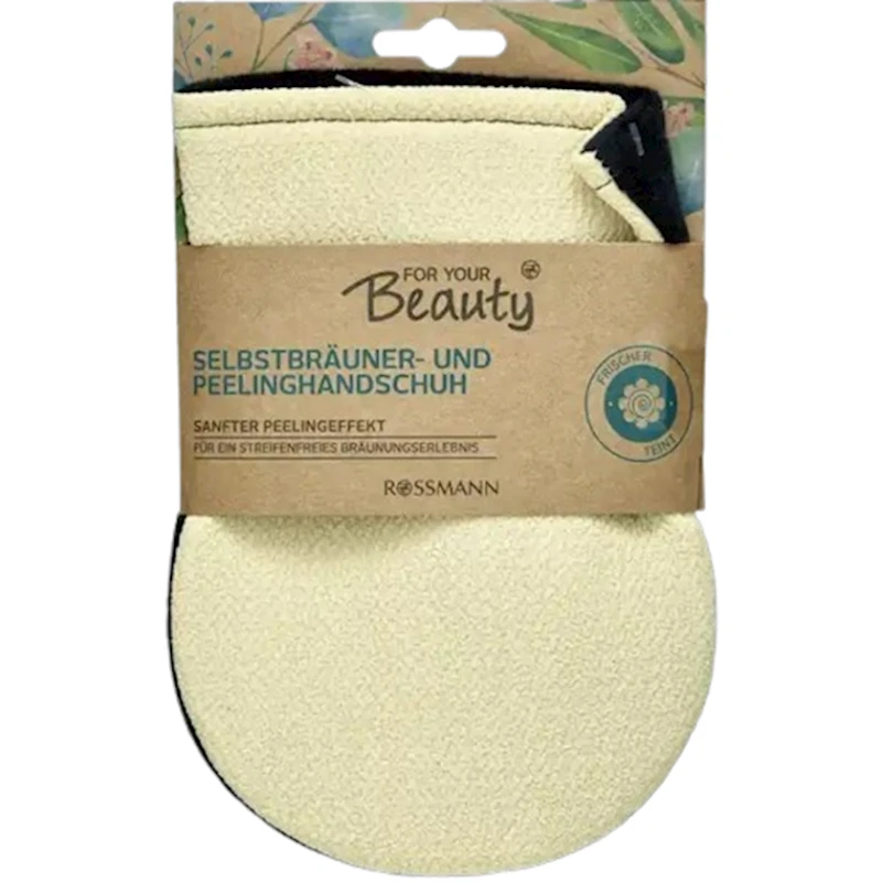 Мочалка-перчатка For Your Beauty, черная/бежевая