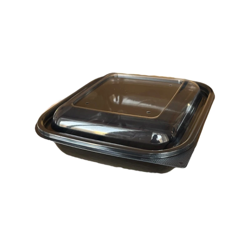 Salat üçün birdəfəlik qab dəsti Loyal 7913018838, polietilen tereftalat/polipropilen, qara, 19x19x2.6+5.2 sm, 750 ml, 25 əd