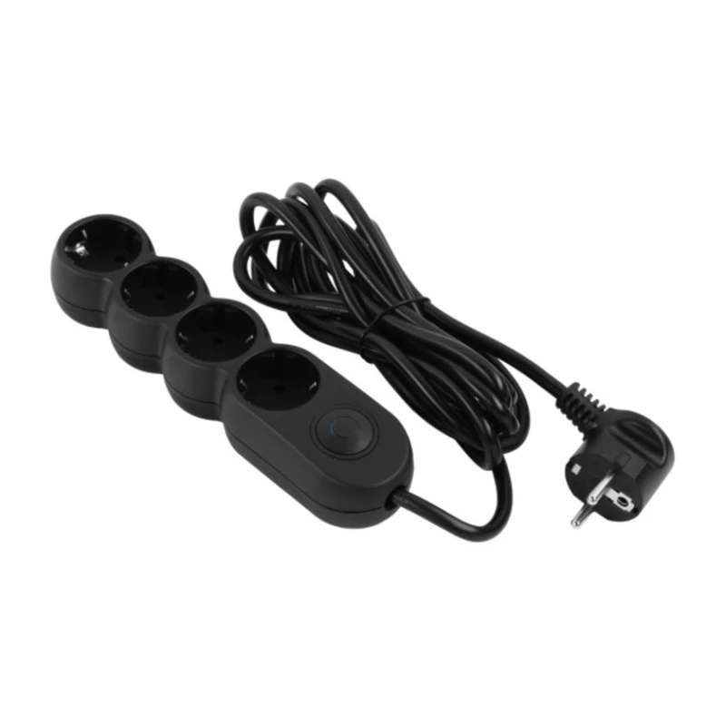 Сетевой фильтр 2E Power strip Plus 3 м, 4-розеточный, Type F, черный - 2E-U04VESM3BK