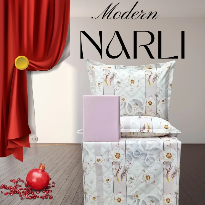 Комплект постельного белья Narlı 000903, пододеяльник 200x220 см, простыня 240x260 см, 2 наволочки 50x70 см, двуспальный, хлопок, разноцветный