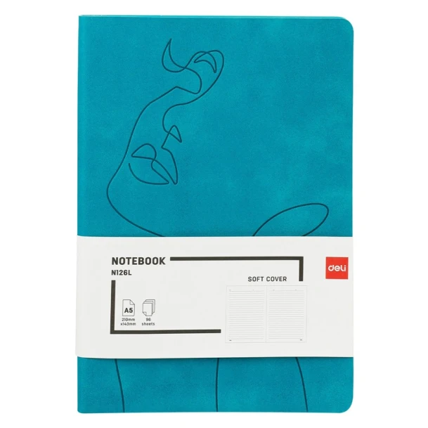 Блокнот Deli N126L, А5, 96 листов, бирюзовый