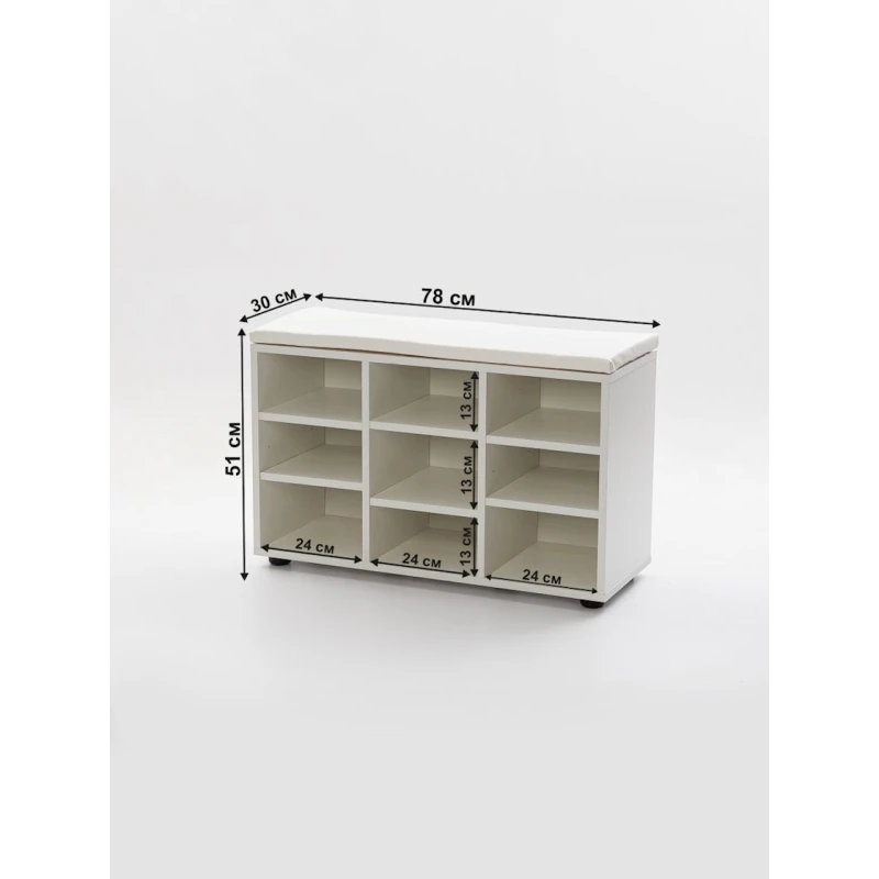 Тумба для обуви Letta, 51х30х79 см, ЛДСП, белая