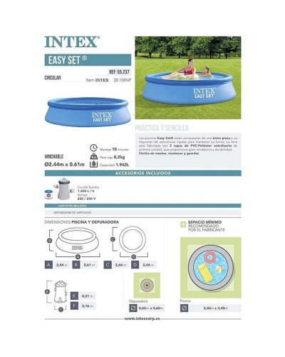 Şişmə hovuz Intex Easy Set 28108NP, 244x61 sm, 1942 l