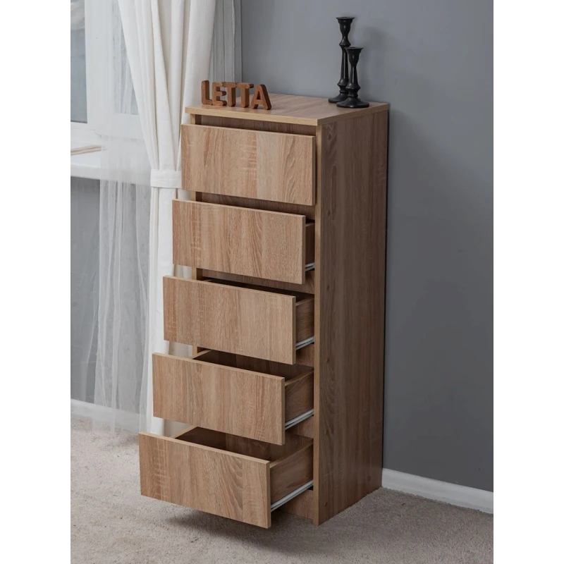 Комод Letta, бежевый, ЛДСП, 40x35x106 см Комод Letta, бежевый, ЛДСП, 40x35x106 см