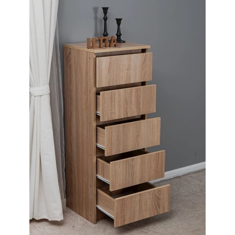 Комод Letta, бежевый, ЛДСП, 40x35x106 см Комод Letta, бежевый, ЛДСП, 40x35x106 см