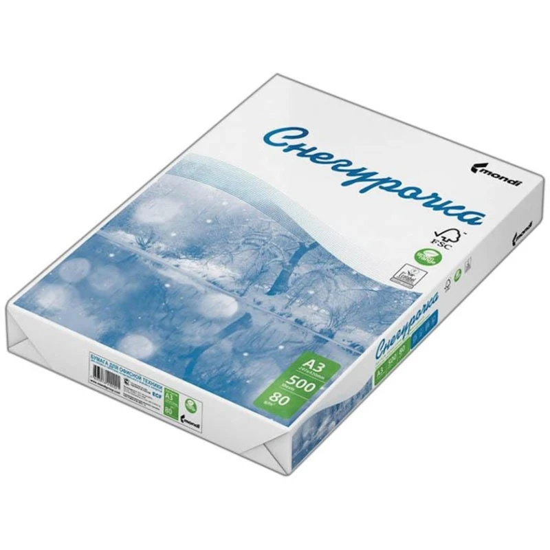 Бумага для принтеров Снегурочка, A3, 80 gsm, белая, 500 шт Бумага для принтеров Снегурочка, A3, 80 gsm, белая, 500 шт