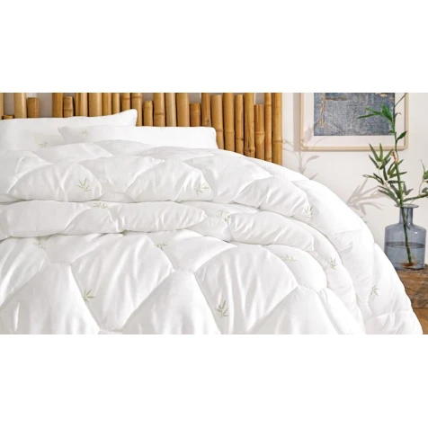 Одеяло Yataş Nuevo Bambu 235x215 см, двуспальное XL, бамбук/cиликонизированное волокно, белое