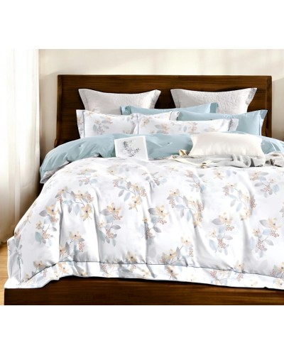 Yataq dəsti Luxe Cotton 000773, yorğan üzü 200x220 sm, mələfə 240x260 sm, yastıq üzü 50х70 sm, ikinəfərlik, satin, ağ
