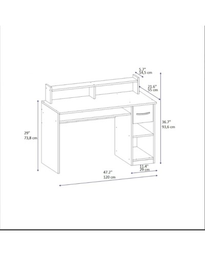 Yazı masası Ev Plus Eslem, ağ, 120x55x94 sm