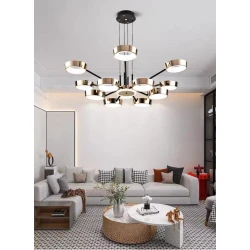 Подвесной светильник Şəms Aydınlatma 85029-12, LED, 12 светодиодов, золотистый/черный, диаметр 95 см, высота 70 см - 8933-12 LED Подвесной светильник Şəms Aydınlatma 85029-12, LED, 12 светодиодов, золотистый/черный, диаметр 95 см, высота 70 см - 8933-12 LED