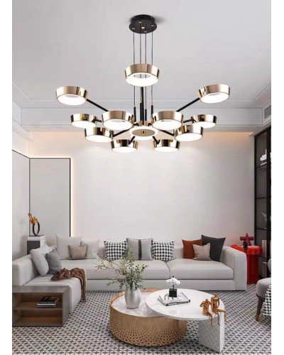 Asma çilçıraq Şəms Aydınlatma 85029-12, LED, 12 işıq başlığı, qızıl/qara, diametr 95 sm, hündürlük 70 sm - 8933-12 LED