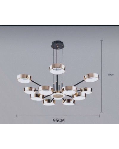 Asma çilçıraq Şəms Aydınlatma 85029-12, LED, 12 işıq başlığı, qızıl/qara, diametr 95 sm, hündürlük 70 sm - 8933-12 LED