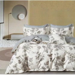 Комплект постельного белья MiraNova SF-737, пододеяльник 200x220 см, простыня 250x250 см, наволочка 50x70 см, двуспальный, хлопок, белый/серый