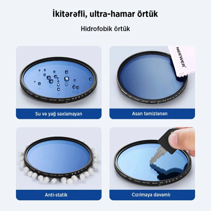 Переменный ND-фильтр Neewer ND2-ND400 82 mm