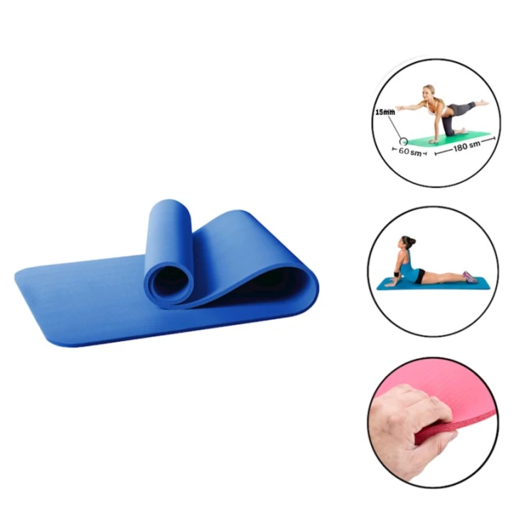 Мат для йоги WS0679, синий, 180x60x1.5 см