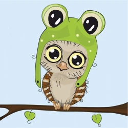 Холст на картоне с контуром Rosa Start Совенок, 20х20 см, хлопок, акрил