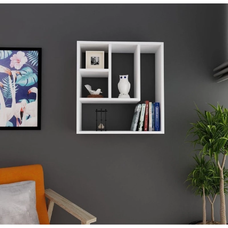 Divar rəfi Art Mebel 197, laminat, 60х60х22 sm, ağ