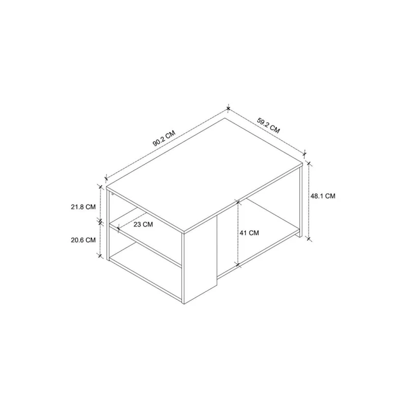 Журнальный стол Vision ev_12115510, ЛДСП, антрацит/коричневый, 90x60x48 см
